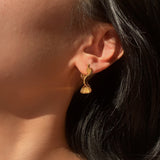 18k Gold Plated Wave Hoop Earrings Stainless Steel