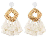 Rattan Earrings Clip On Dangle Earrings for Women, Lightweight & Handmade