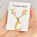 Titanium Steel Jewelry Set, Stainless Steel Pendant, Earrings,Non-Fading Small Accessories, 26 Letters