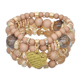 Bohemian Natural Stone Crystal Charm Heart Bead Multilayer Bracelet