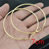 Gold Plated Minimalist Round Tube Large Hoop Earrings Stainless Steel