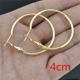 Gold Plated Minimalist Round Tube Large Hoop Earrings Stainless Steel