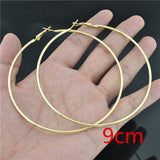 Gold Plated Minimalist Round Tube Large Hoop Earrings Stainless Steel