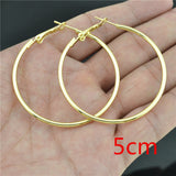 Gold Plated Minimalist Round Tube Large Hoop Earrings Stainless Steel