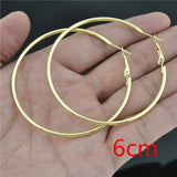 Gold Plated Minimalist Round Tube Large Hoop Earrings Stainless Steel