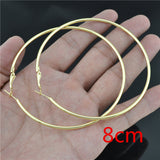 Gold Plated Minimalist Round Tube Large Hoop Earrings Stainless Steel