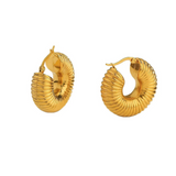 18k Gold Snail Shell Hollow Hoop Earrings Stainless Steel