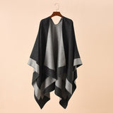 Winter Two Toned Super Soft and Cozy Poncho Wrap for Women