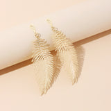 Retro Metal Feather Drop Earrings | 1575