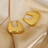 18K Gold Minimalist U Shape Hoop Earrings Stainless Steel