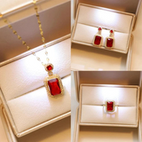 Exquisite Ruby Geometric Jewelry Set Stainless Steel