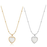 Heart Shaped Mother of Pearl Collarbone Chain Necklace Stainless Steel