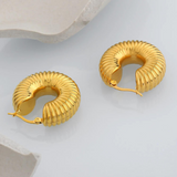 18k Gold Snail Shell Hollow Hoop Earrings Stainless Steel