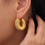 18k Gold Snail Shell Hollow Hoop Earrings Stainless Steel