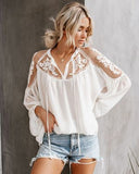 Sexy V-neck Lace Shirt Lantern Sleeve for Women | 1240