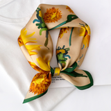 Silky Yellow Sunflower Bandana Scarf for Women, 70*70cm
