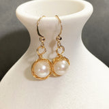 Fresh Water Pearl Bangle White(Bracelet), Stud, Dangly Earrings  #B-020