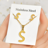 Titanium Steel Jewelry Set, Stainless Steel Pendant, Earrings,Non-Fading Small Accessories, 26 Letters