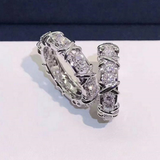 Fashion Cross Geometric Ring Round Cubic Zirconia Stones for Women