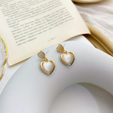 Women's Silver Love Heart Earrings, Sterling Silver Needle Opal & Temperament Senior Sense Earrings