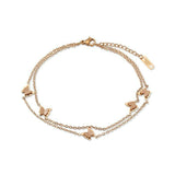 Double Butterfly Gold Anklet - Adjustable