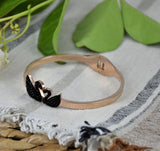 Black Swan Rose Gold Plated Bangle Bracelet Stainless Steel