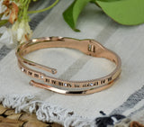 Roman Numeral Rose Gold Plated Diamond bracelet Bangles