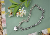 Chain Necklace with Big Heart Stainless Steel Silver Plated