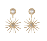 Crystal Sun Pearl Earrings Gold #B-040