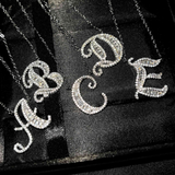 Zircon Necklace With Name Initial Letter, Silver