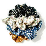 Chiffon Small Floral Print Hair Scrunchie 4 PCS Set for Women