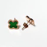 18K Gold Plated Four-Leaf Clover Stud Earrings Stainless Steel