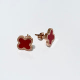 18K Gold Plated Four-Leaf Clover Stud Earrings Stainless Steel