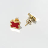 18K Gold Plated Four-Leaf Clover Stud Earrings Stainless Steel