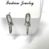 T Horseshoe Buckle Earrings Stainless Steel