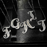 Zircon Necklace With Name Initial Letter, Silver