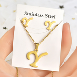 Titanium Steel Jewelry Set, Stainless Steel Pendant, Earrings,Non-Fading Small Accessories, 26 Letters