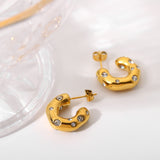 18k Gold Cubic Zirconia Chunky Hoop Earrings Stainless Steel