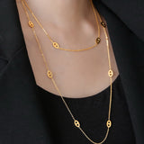 18K Gold-Plated Pig Nose Two-Way Chain Necklace Stainless Steel