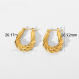 18k Gold Punk Twisted Woven Oval Hoop Earrings Stainless Steel