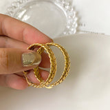 Wheat Gold Knit Hoop Earrings Stainless Steel