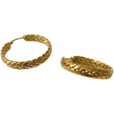 Wheat Gold Knit Hoop Earrings Stainless Steel