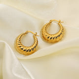 18K Gold Croissant Hoop Earrings Stainless Steel