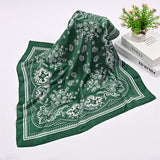 Silky Satin Fashion Cashew Flower Print Bandana Scarf for Women, 70*70cm