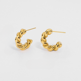 18k Gold Plated Twisted Spiral Gold Earrings Stainless Steel