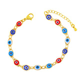 Colorful Enameled Evil Eye Chain Bracelet