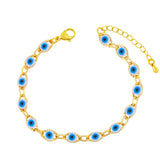 Colorful Enameled Evil Eye Chain Bracelet