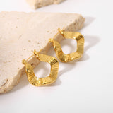 18k Gold Plated Wave Hoop Earrings Stainless Steel