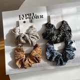 Chiffon Small Floral Print Hair Scrunchie 4 PCS Set for Women