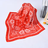 Silky Satin Fashion Cashew Flower Print Bandana Scarf for Women, 70*70cm